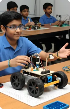 Student with Robot